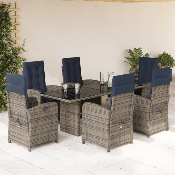 vidaXL Garden Dining Set Light grey, navy blue