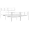 vidaXL Metal Bed Frame White Powder-Coated Steel Full Metal Bed Frame