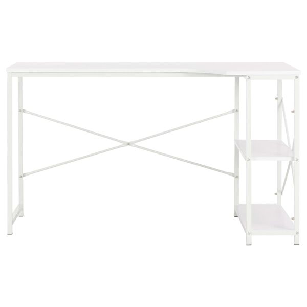 vidaXL Computer Desk White Engineered wood and powder-coated metal Large