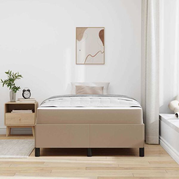 vidaXL Bed Frame with Mattress Cappuccino 47.24 x 78.74 in Fabric