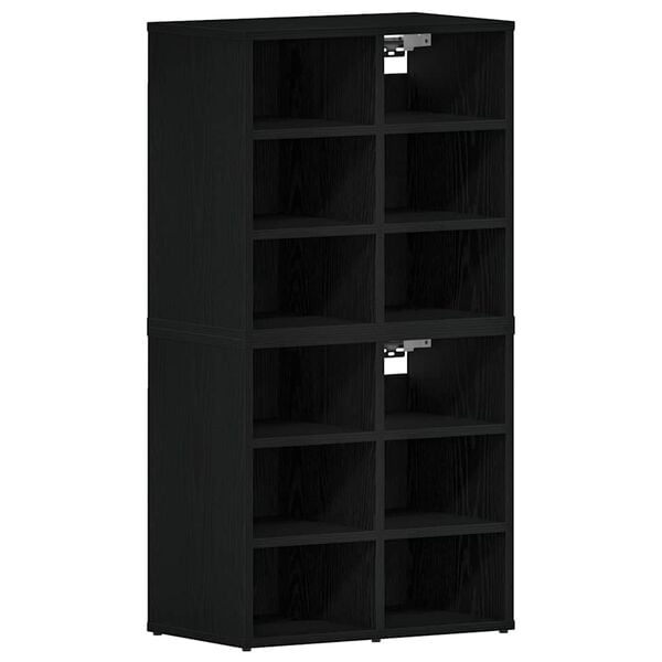 vidaXL Shoe Cabinet 2 pcs Black Oak 20.47 x 11.81 x 19.88 in