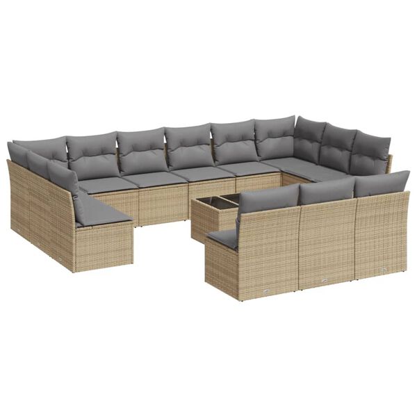 vidaXL Garden Sofa Set Beige, Light Grey