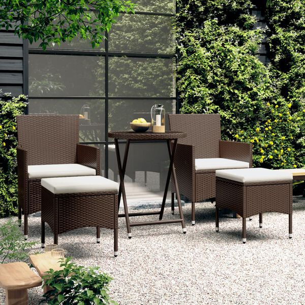 vidaXL Garden Bistro Set Brown, Cream White