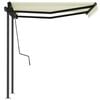 vidaXL Manual Retractable Awning with Posts 9.8'x8.2' Cream