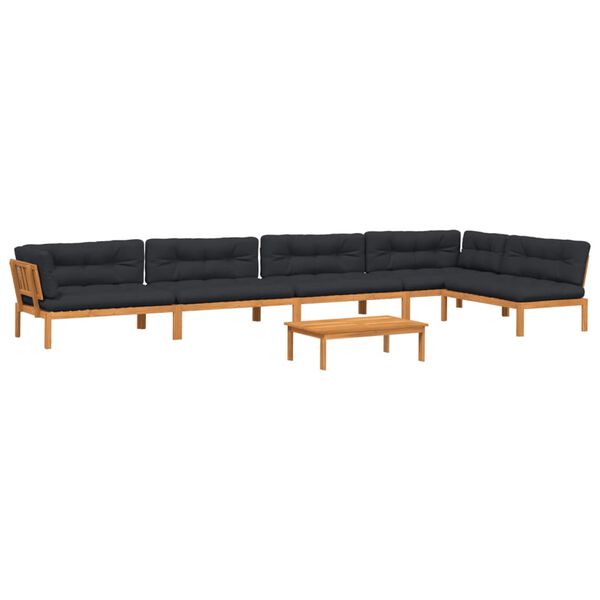 vidaXL Patio Pallet Sofa Set Set of 6 Black Solid Acacia wood Large
