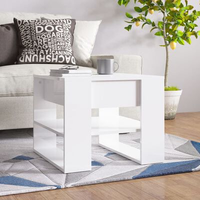 vidaXL Coffee Table High Gloss White 21.9"x21.7"x17.7" Engineered Wood