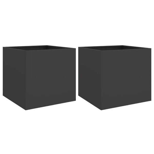 vidaXL Planter Set of 2 Black Cold-rolled steel Medium Durable