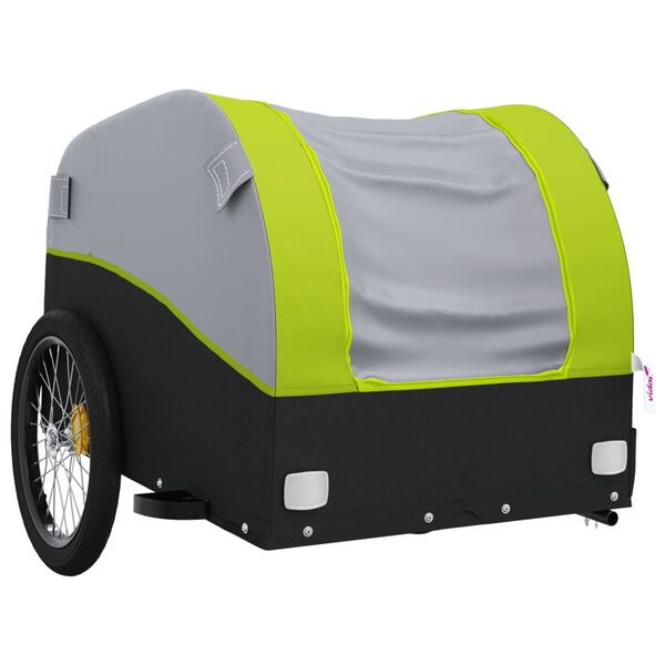 vidaXL Bike Trailer Black and Green 66.1 lb Iron