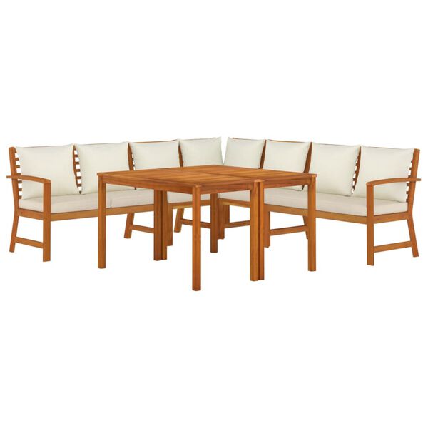 vidaXL Patio Dining Set Natural Wood Solid Acacia Wood