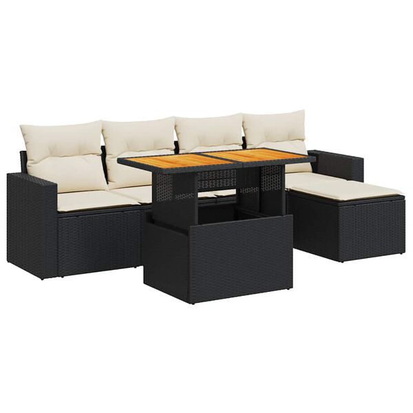 vidaXL Garden Sofa Set Black, Cream White