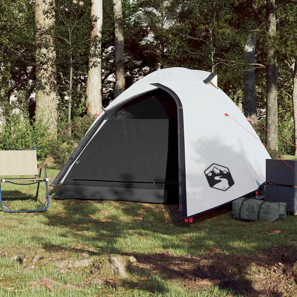 vidaXL Camping Tent Dome 3-Person White Blackout Fabric Waterproof