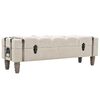 vidaXL Storage Bench Cream White Polyester, Fir wood, Engineered wood, Steel