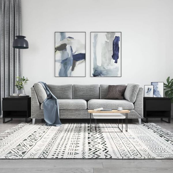 vidaXL Coffee Table Set of 2 Black Engineered wood, Metal Medium