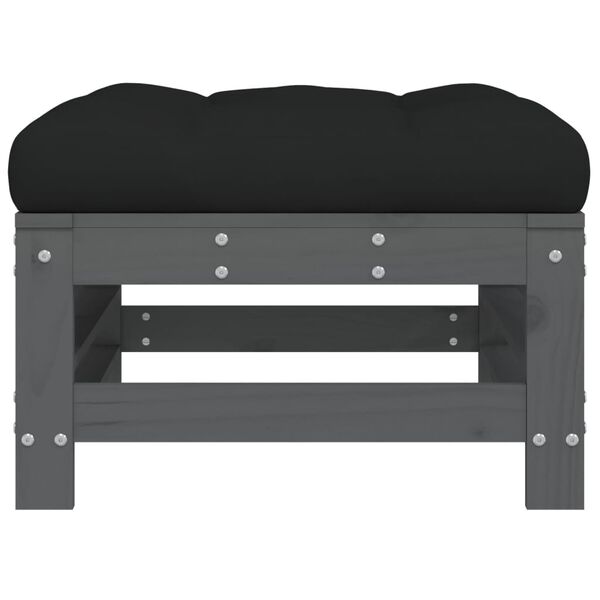 vidaXL Garden Footstool Grey and Black