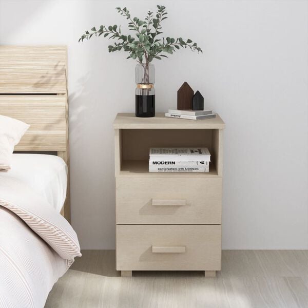 vidaXL Bedside Cabinet Honey Brown Solid Pine Wood Medium