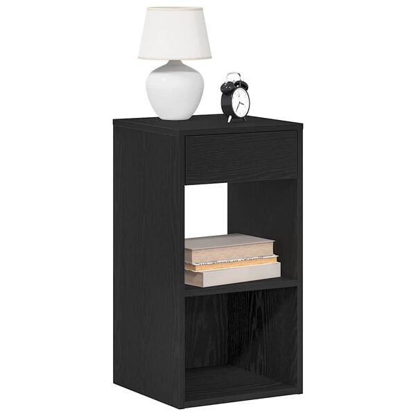 vidaXL Bedside Cabinet Black Oak Engineered wood Standard