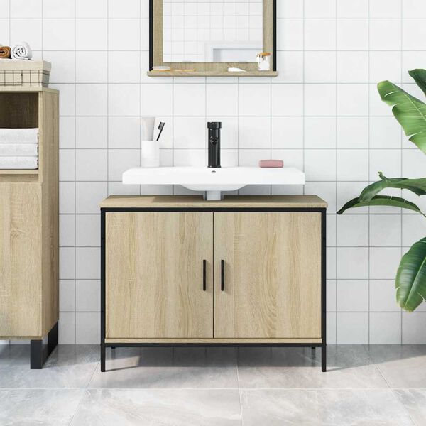 vidaXL Bathroom Sink Cabinet Sonoma oak Engineered wood Medium