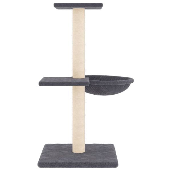 vidaXL Cat Tree Dark grey Engineered wood, plush, sisal