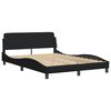 vidaXL Bed Frame Black Polyester, Metal, Solid Pine Wood, Plywood Full