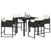 vidaXL Garden Dining Set with Cushion Folding 5 pcs Gray Poly rattan