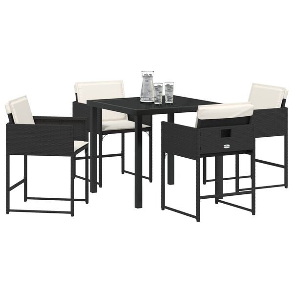 vidaXL Garden Dining Set with Cushion Folding 5 pcs Gray Poly rattan