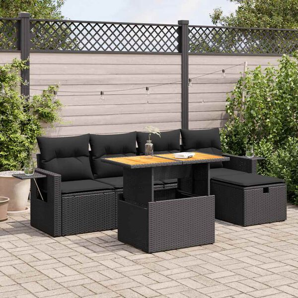 vidaXL Garden Sofa Set Black