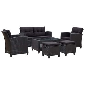 vidaXL Garden Sofa Set of 6 Black