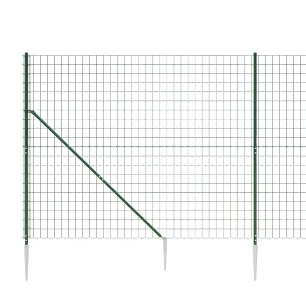 vidaXL Wire Mesh Fence with Spike Anchors Green 6.6x82.0'