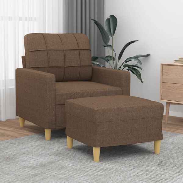 vidaXL Sofa Chair with Footstool Brown 23.6" Fabric