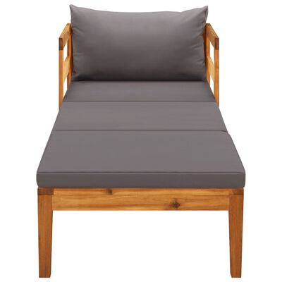 vidaXL Sun Lounger with Dark Gray Cushions Solid Acacia Wood