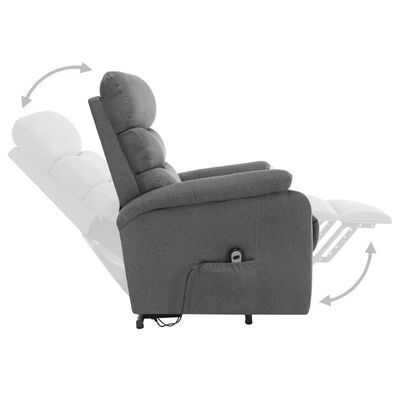 vidaXL Power Lift Massage Recliner Light Grey Fabric