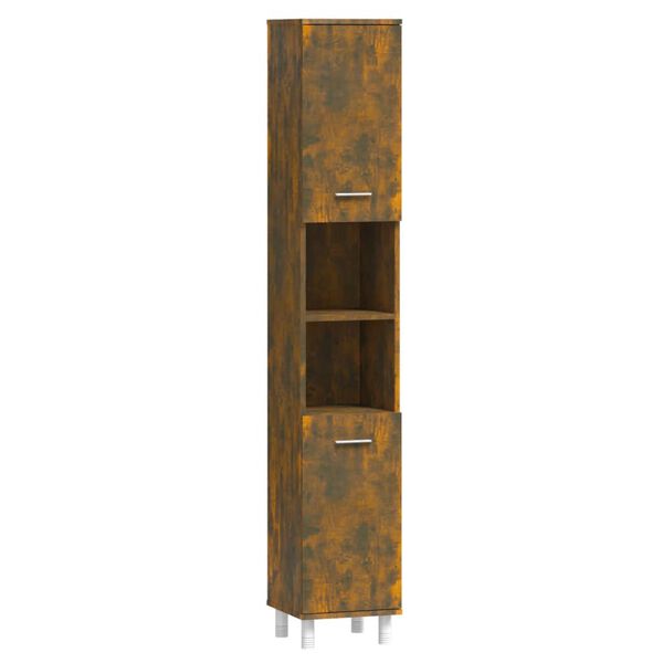 vidaXL Bathroom Cabinet Smoked oak Engineered wood 11.8x11.8x70.5 in