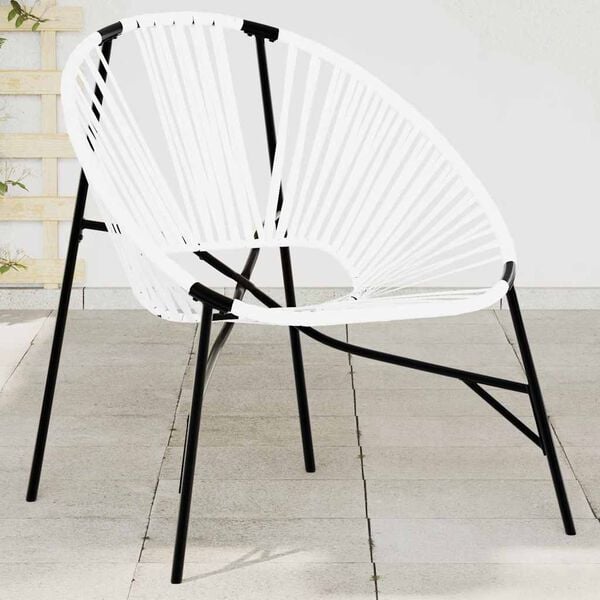 vidaXL Garden Egg Chair Black and White PE rattan, powder-coated steel