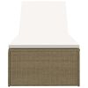 vidaXL Sunlounger Brown and cream white PE rattan, powder-coated steel