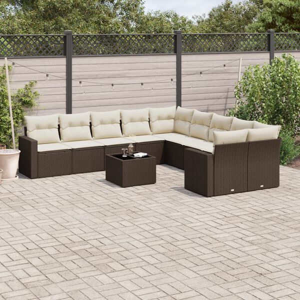 vidaXL Garden Sofa Set Brown, Cream White