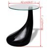 vidaXL Coffee Table High-Gloss Black Fiberglass and Tempered Glass Small