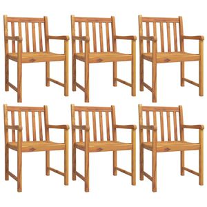 vidaXL Garden Chair Set of 6 Natural wood color Solid acacia wood Medium