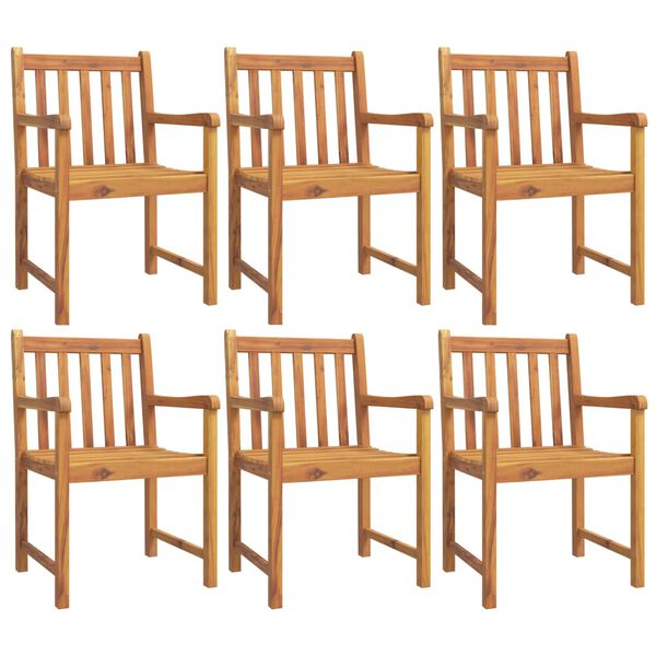 vidaXL Garden Chair Set of 6 Natural wood color Solid acacia wood Medium