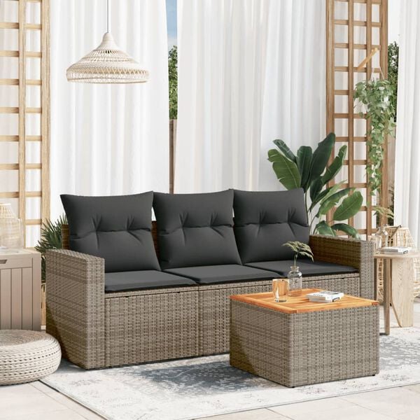 vidaXL Garden Sofa Set Grey and Brown