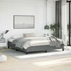 vidaXL Bed Frame Dark Gray Polyester Fabric, Plywood, Engineered Wood King