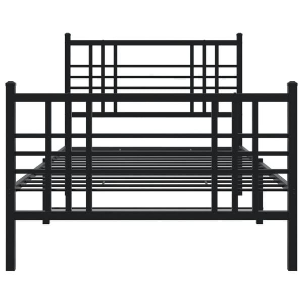 vidaXL Bed Frame Black Steel Twin Bed Frame Rectangular Traditional