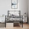 vidaXL Metal Bed Frame Black Powder-Coated Steel Twin Metal Bed Frame