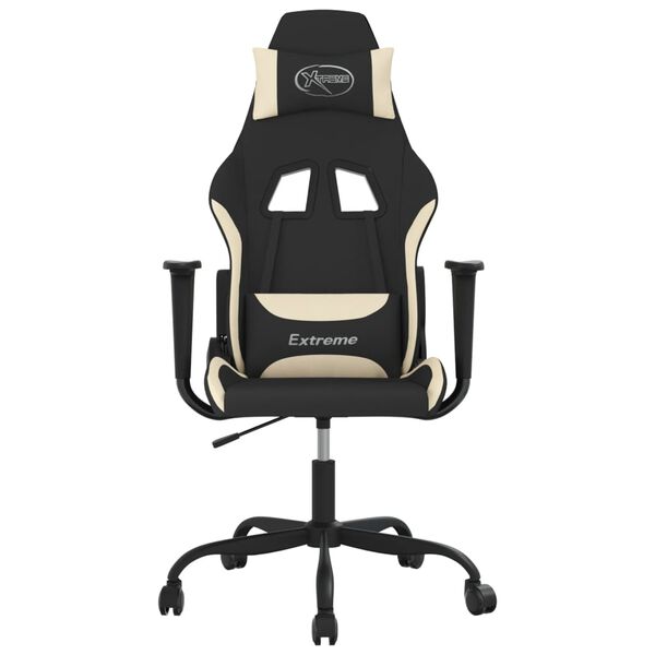 vidaXL Gaming Chair Black and Cream Fabric