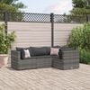 vidaXL Patio Lounge Set Grey PE rattan, powder-coated steel, 100% polyester