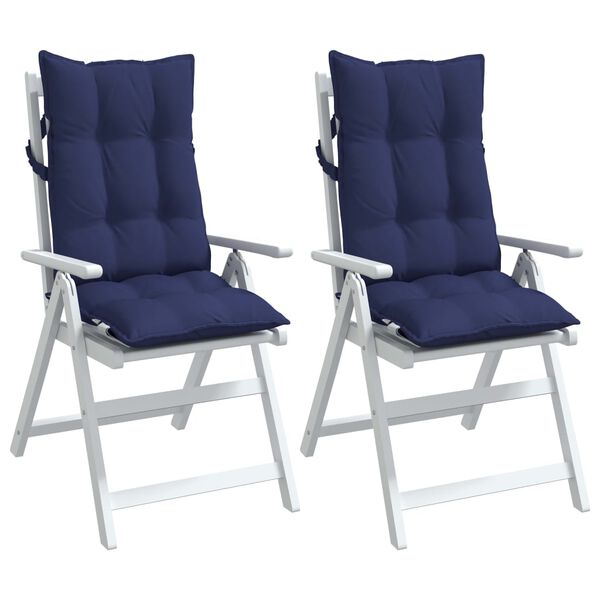 vidaXL Highback Chair Cushion Set of 2 Navy Blue Oxford fabric