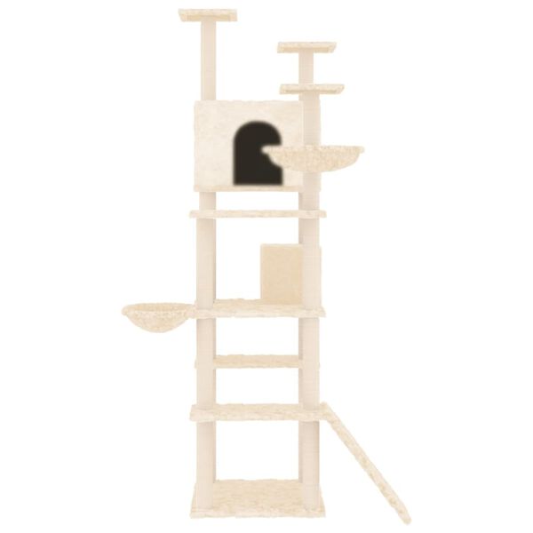 vidaXL Cat Tree Cream Engineered wood, plush, sisal Large Modern