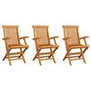 vidaXL Patio Chair Set of 3 Teak Teak Wood, Polyester Standard