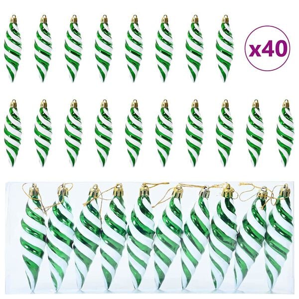 vidaXL Christmas Spiral Shape Ball 40 pcs Green