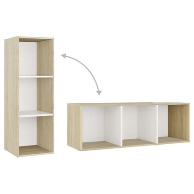 vidaXL 3 Piece TV Stand Set White and Sonoma Oak Engineered Wood