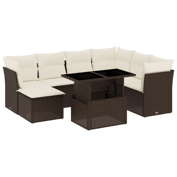 vidaXL Garden Sofa Set Brown, Cream white